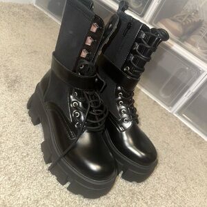 Aldo Black Moto Boots w Buckle Accent